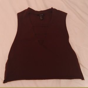 Maroon v-neck cutout t-shirt